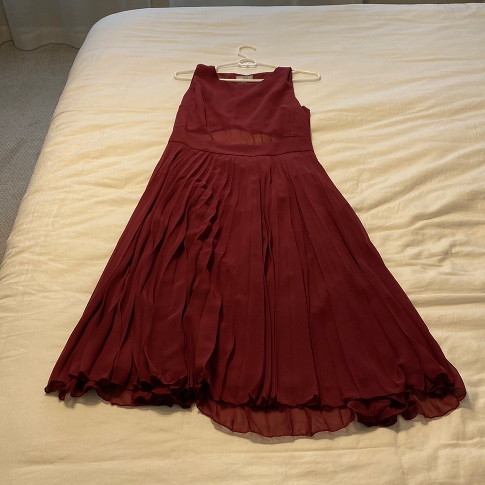ASOS Maroon Peekaboo Dress with pleats